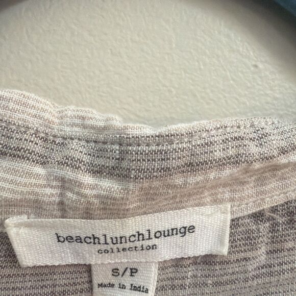 BeachLunchLounge S Women's Linen/Cotton Blend Striped Boho Short Sleeve Dress - Picture 2 of 8